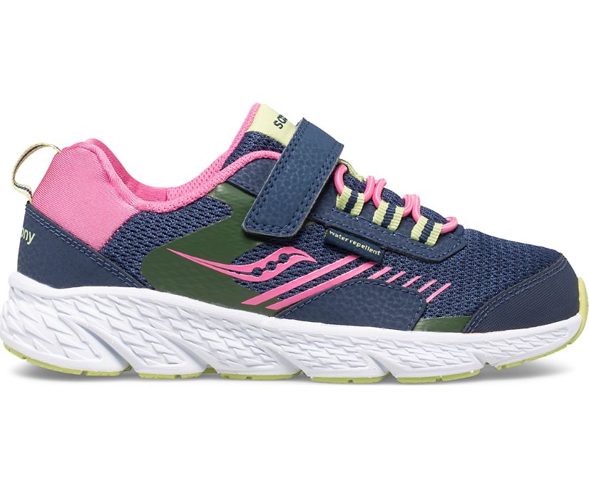 Navy / Green / Pink Kids' Saucony Wind Shield A/C Sneakers | 9247-OSNBK