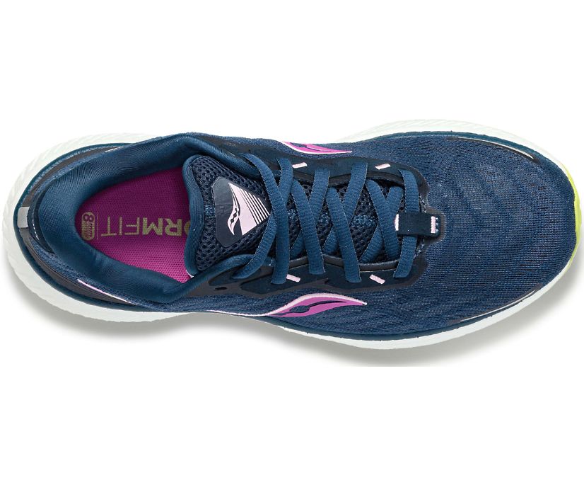 Navy / Green Women's Saucony Triumph 19 Running Shoes | 9213-CNDJH