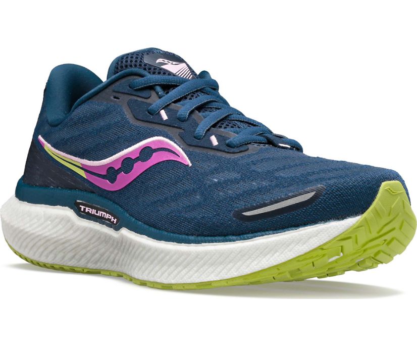 Navy / Green Women's Saucony Triumph 19 Running Shoes | 9213-CNDJH