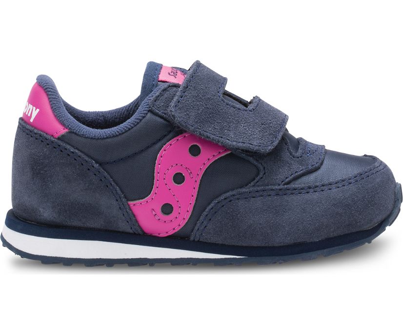 Navy / Pink Kids\' Saucony Baby Jazz Hook & Loop Sneakers | 3486-PQKMS