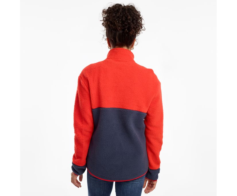 Navy / Red Women's Saucony Fireside Fleece Anorak Jackets | 8160-JCDKP