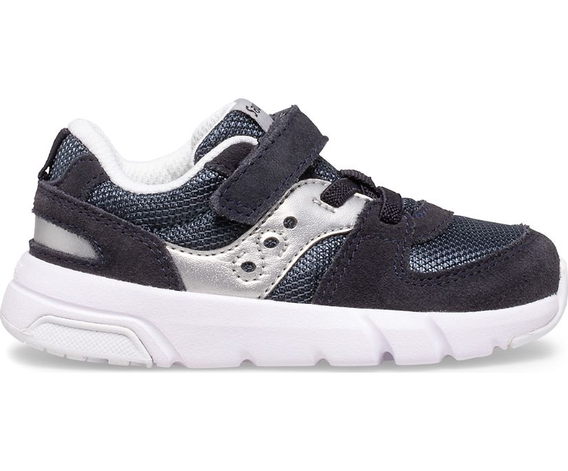 Navy / Silver Kids\' Saucony Jazz Lite 2.0 Sneakers | 5389-ZFNPE