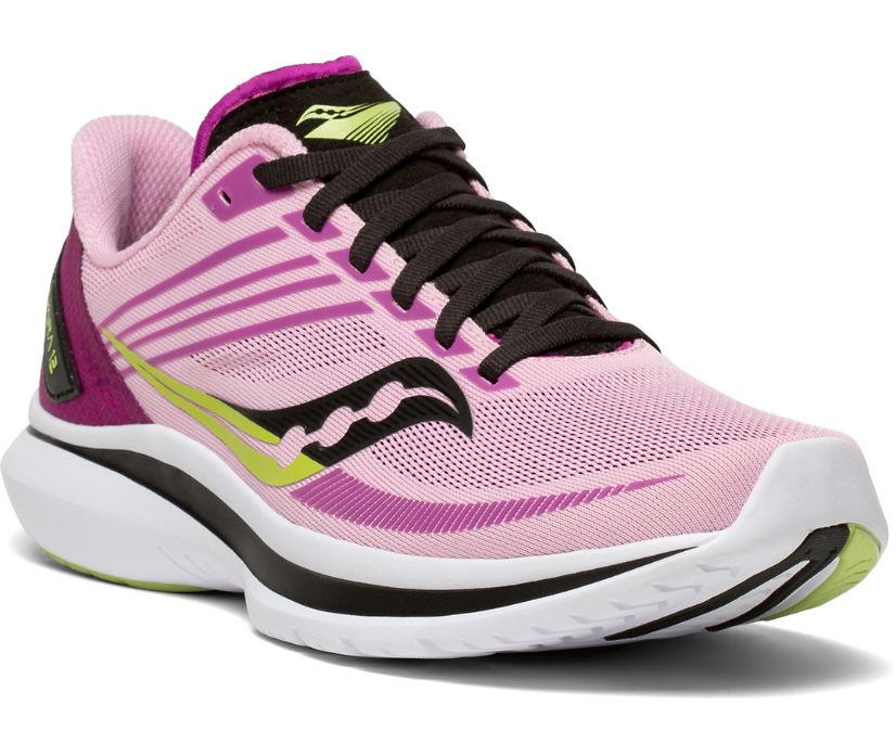 Pink / Black Women's Saucony Kinvara 12 Running Shoes | 5296-ZIWFA