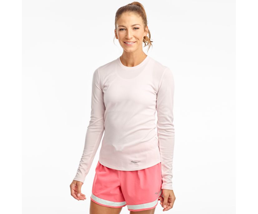 Pink Women\'s Saucony Stopwatch Long Sleeve Shirts | 5627-WNSJT