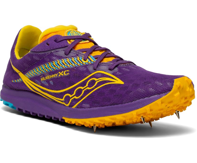 Purple / Gold Women's Saucony Kilkenny Xc9 Spike Running Shoes | 6091-KYHSL