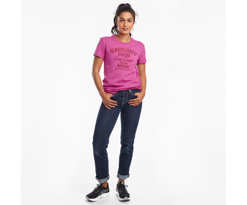 Purple Women's Saucony Rested Short Sleeve Shirts | 7153-ZLJIX