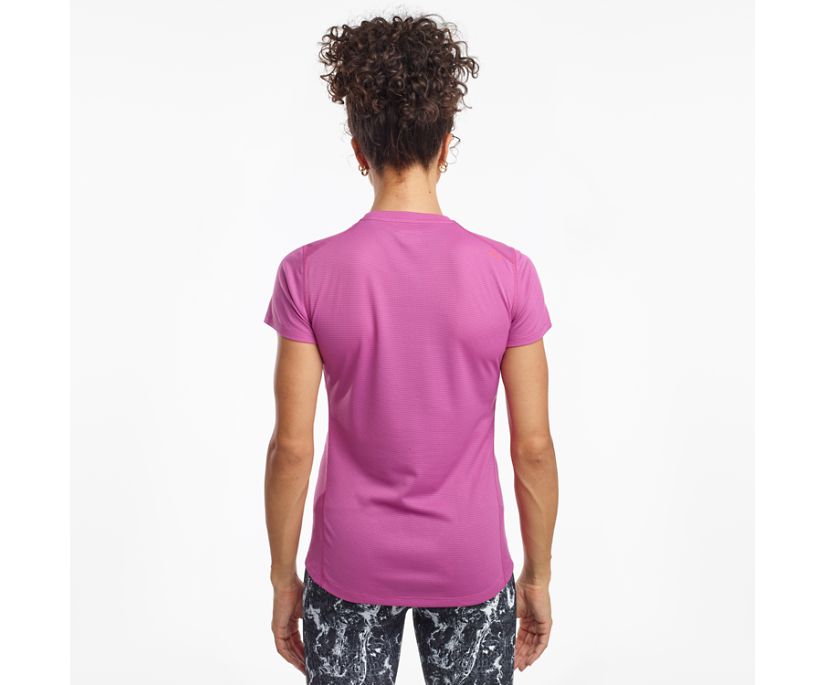 Purple Women's Saucony Stopwatch Short Sleeve Shirts | 8273-KIMHS