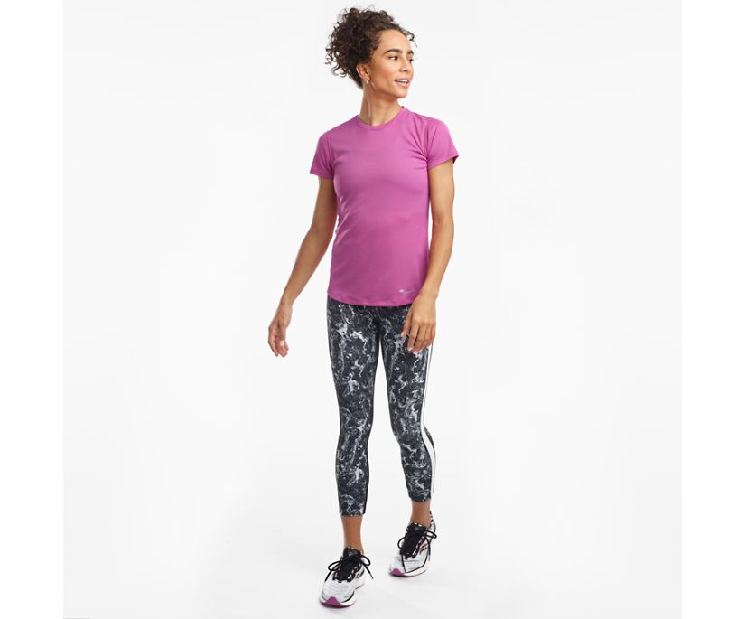 Purple Women's Saucony Stopwatch Short Sleeve Shirts | 8273-KIMHS