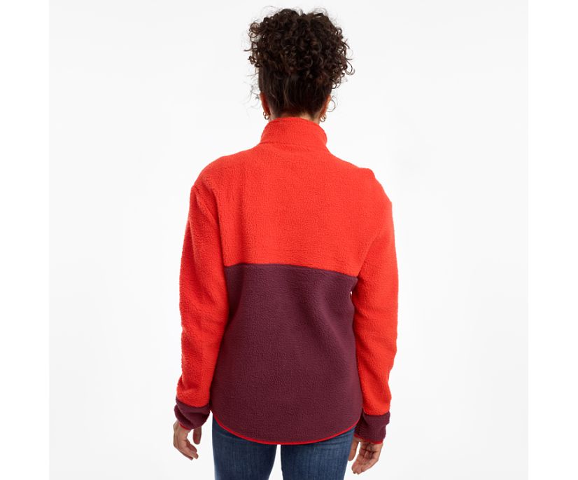 Red / Burgundy Women's Saucony Fireside Fleece Anorak Jackets | 9401-FYUHP