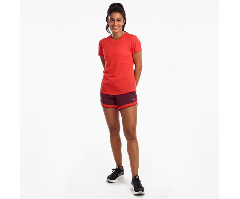 Red Women's Saucony Stopwatch Short Sleeve Shirts | 2380-EQHYT