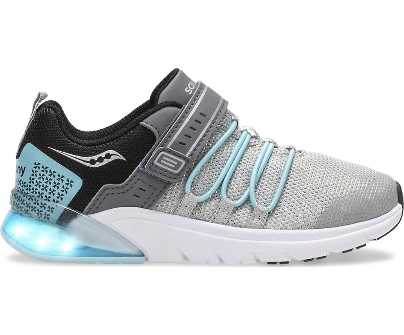 Silver / Blue Kids' Saucony Flash Glow 2.0 Sneakers | 1637-VIHBK