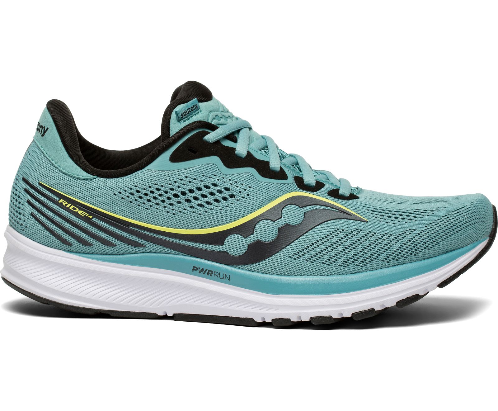 Turquoise / Black Men\'s Saucony Ride 14 Running Shoes | 6823-OQMGD