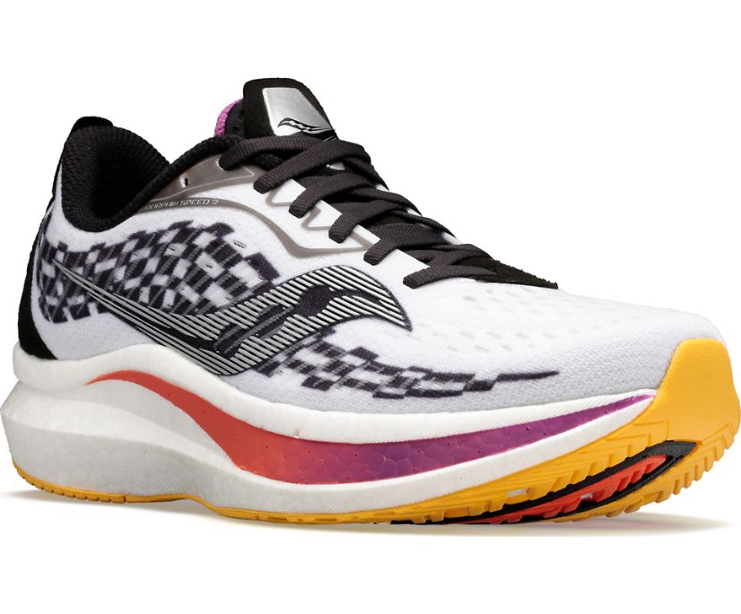 White / Black Women's Saucony Endorphin Speed 2 Running Shoes | 8394-MHRZY