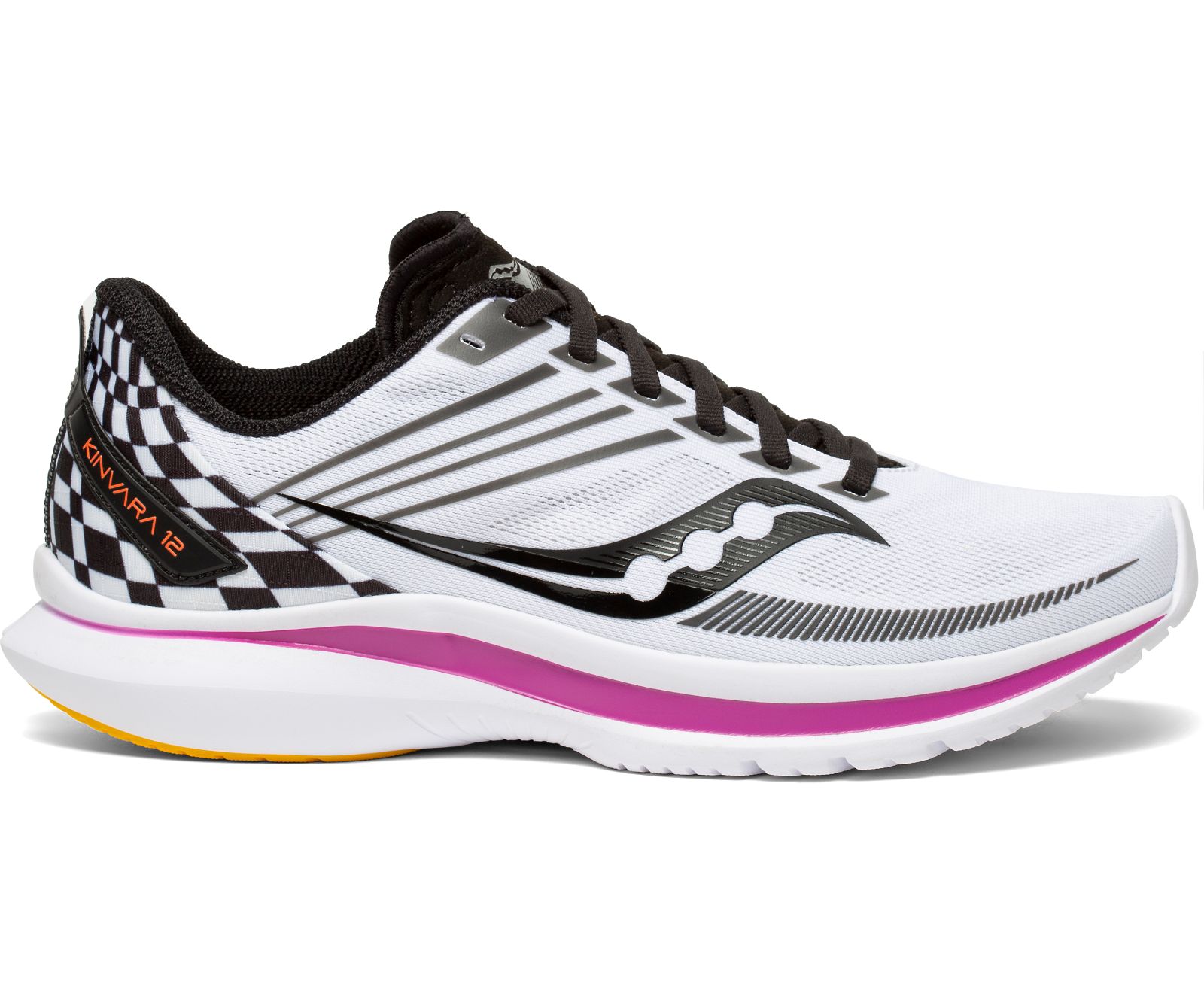 White / Black Women\'s Saucony Kinvara 12 Running Shoes | 5389-YFASL