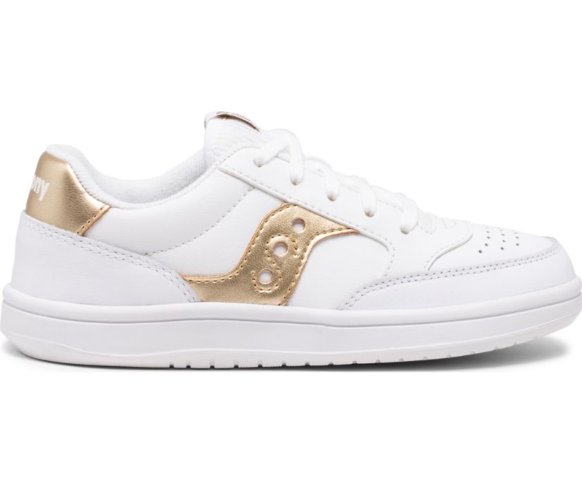 White / Gold Kids' Saucony Jazz Court Sneakers | 4851-VSCXU