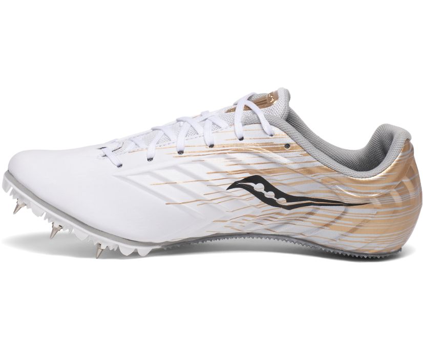 White / Gold Women's Saucony Spitfire 5 Running Shoes | 9083-NVXZF