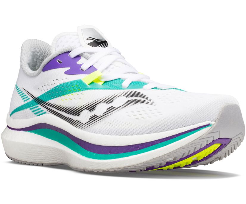 White / Mint Women's Saucony Endorphin Pro 2 Running Shoes | 7058-BLDSA