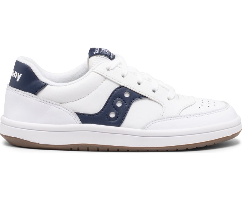 White / Navy Kids' Saucony Jazz Court Sneakers | 3841-UESCM