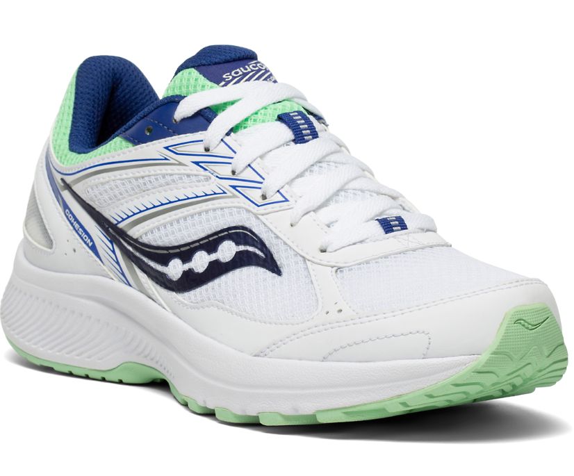 White / Navy / Mint Women's Saucony Cohesion 14 Running Shoes | 9547-CWGDM