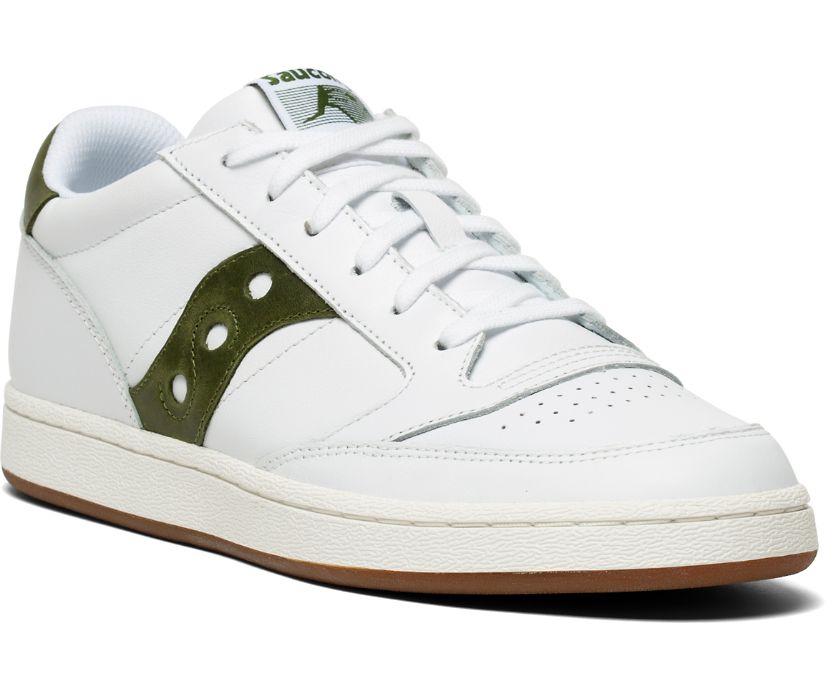 White / Olive Women's Saucony Jazz Court Originals | 1468-NFVOQ