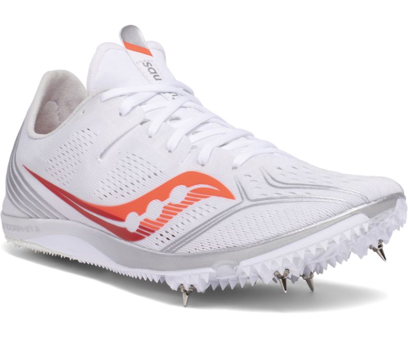 White / Red Women's Saucony Endorphin 3 Running Shoes | 9860-XURYL