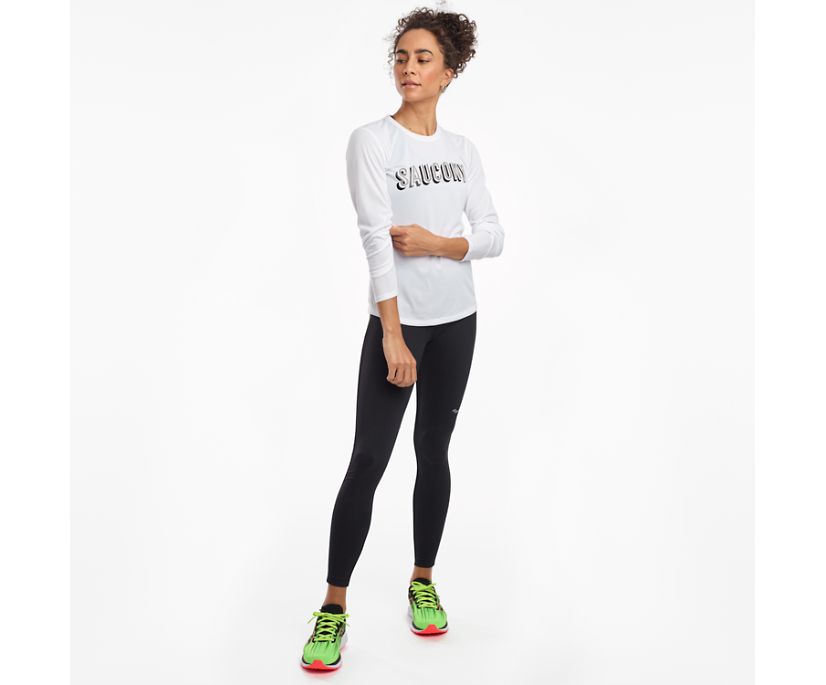 White Women's Saucony Stopwatch Long Sleeve Shirts | 8301-IRGVH