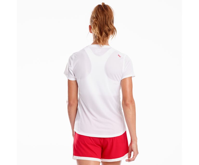 White Women's Saucony Stopwatch Short Sleeve Shirts | 6891-OWVAQ