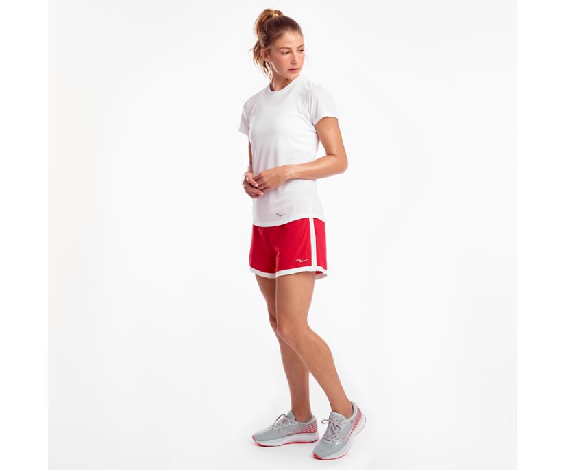 White Women's Saucony Stopwatch Short Sleeve Shirts | 6891-OWVAQ