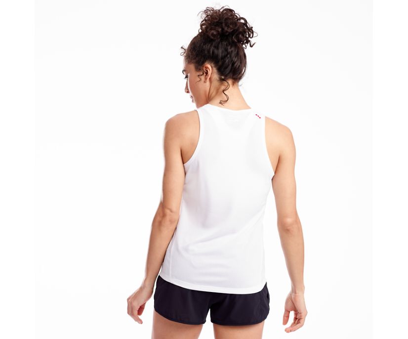 White Women's Saucony Stopwatch Singlet Tanks | 8510-COLHE