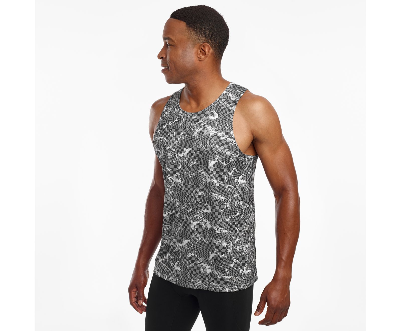 Black Men's Saucony Stopwatch Singlet Tanks | 4307-KUTHV