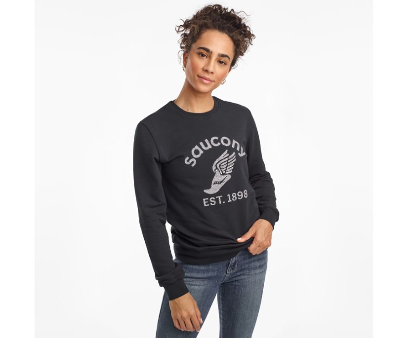 Black Women's Saucony Rested Crewneck Shirts | 5461-LDSBJ