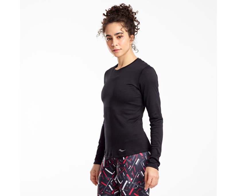 Black Women's Saucony Stopwatch Long Sleeve Shirts | 4678-YKBTZ