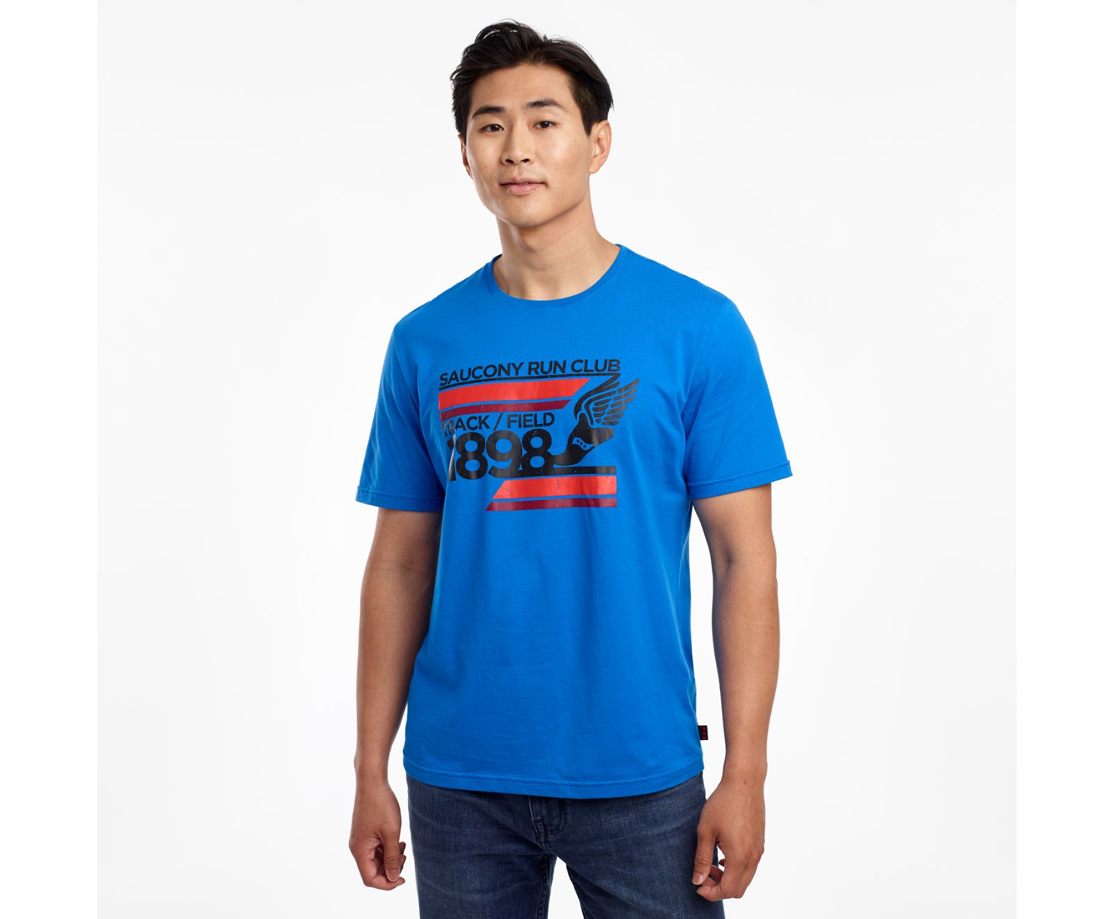 Blue Men's Saucony Rested Short Sleeve Shirts | 3241-RICKW