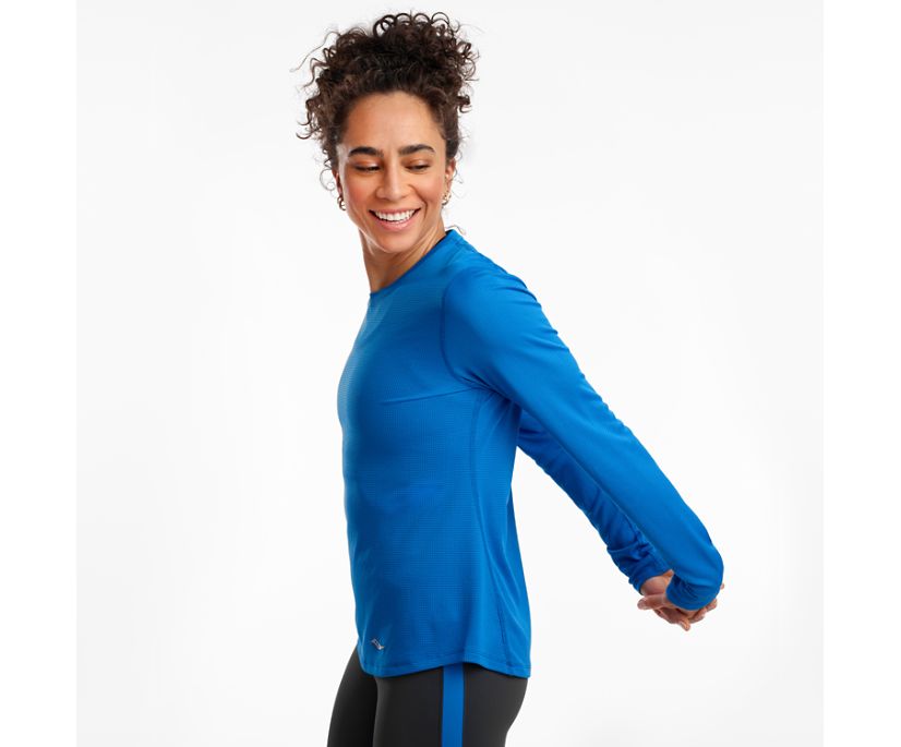 Blue Women's Saucony Stopwatch Long Sleeve Shirts | 5820-DYOIZ