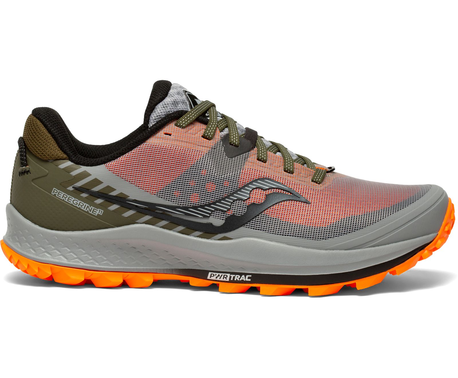 Grey / Olive / Orange Men's Saucony Peregrine 11 Trail Running Shoes | 0347-JKMIE