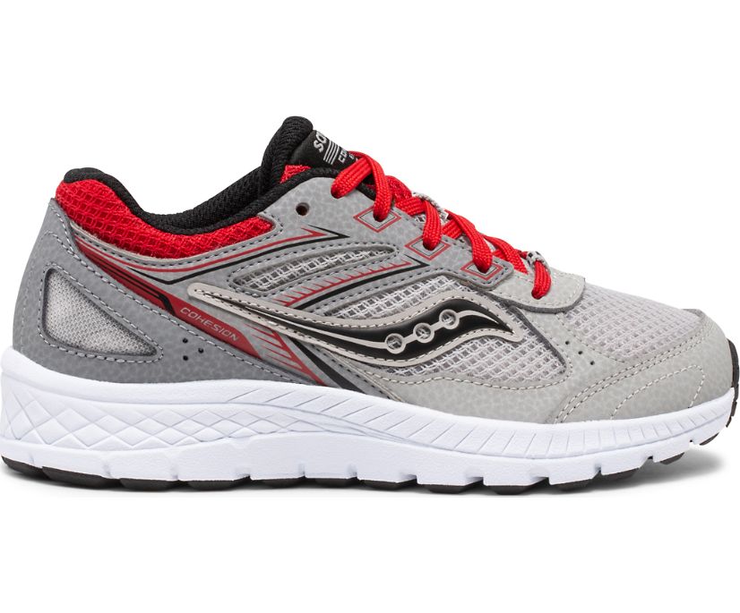 Grey / Red Kids' Saucony Cohesion 14 Lace Sneakers | 4176-GVUYM