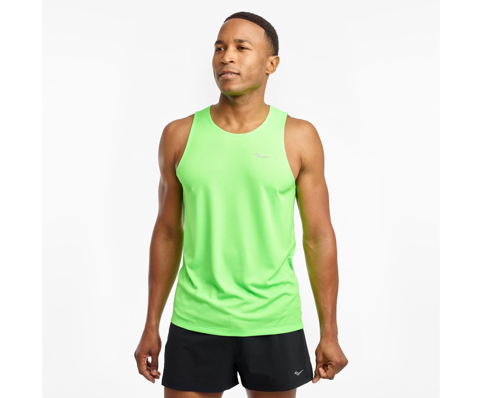 Light Green Men's Saucony Stopwatch Singlet Tanks | 6930-YSQDE