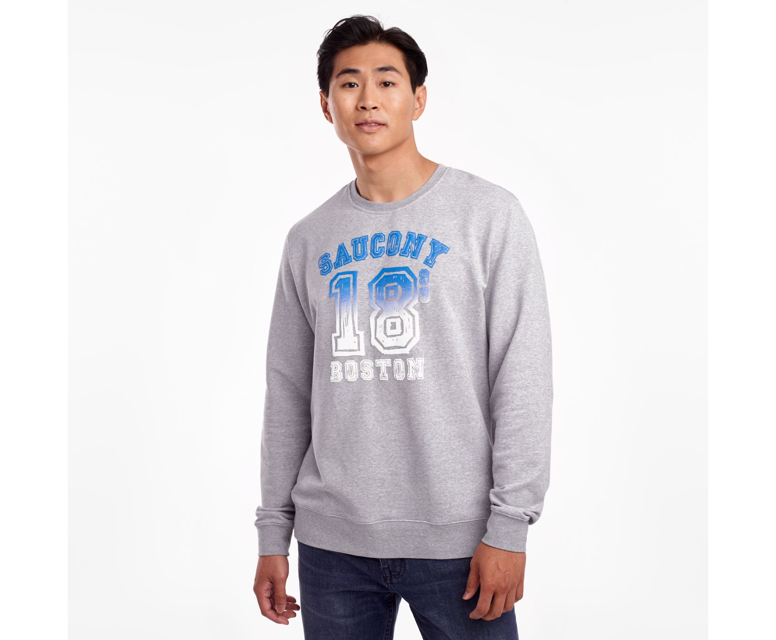 Light Grey Men's Saucony Rested Crewneck Shirts | 7168-JQLCX