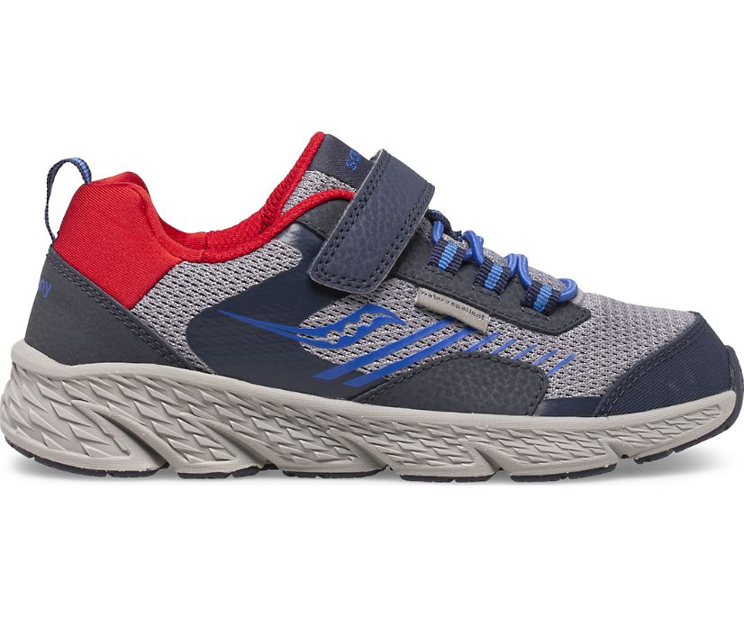 Navy / Grey / Red Kids' Saucony Wind Shield A/C Sneakers | 1432-RGAKZ