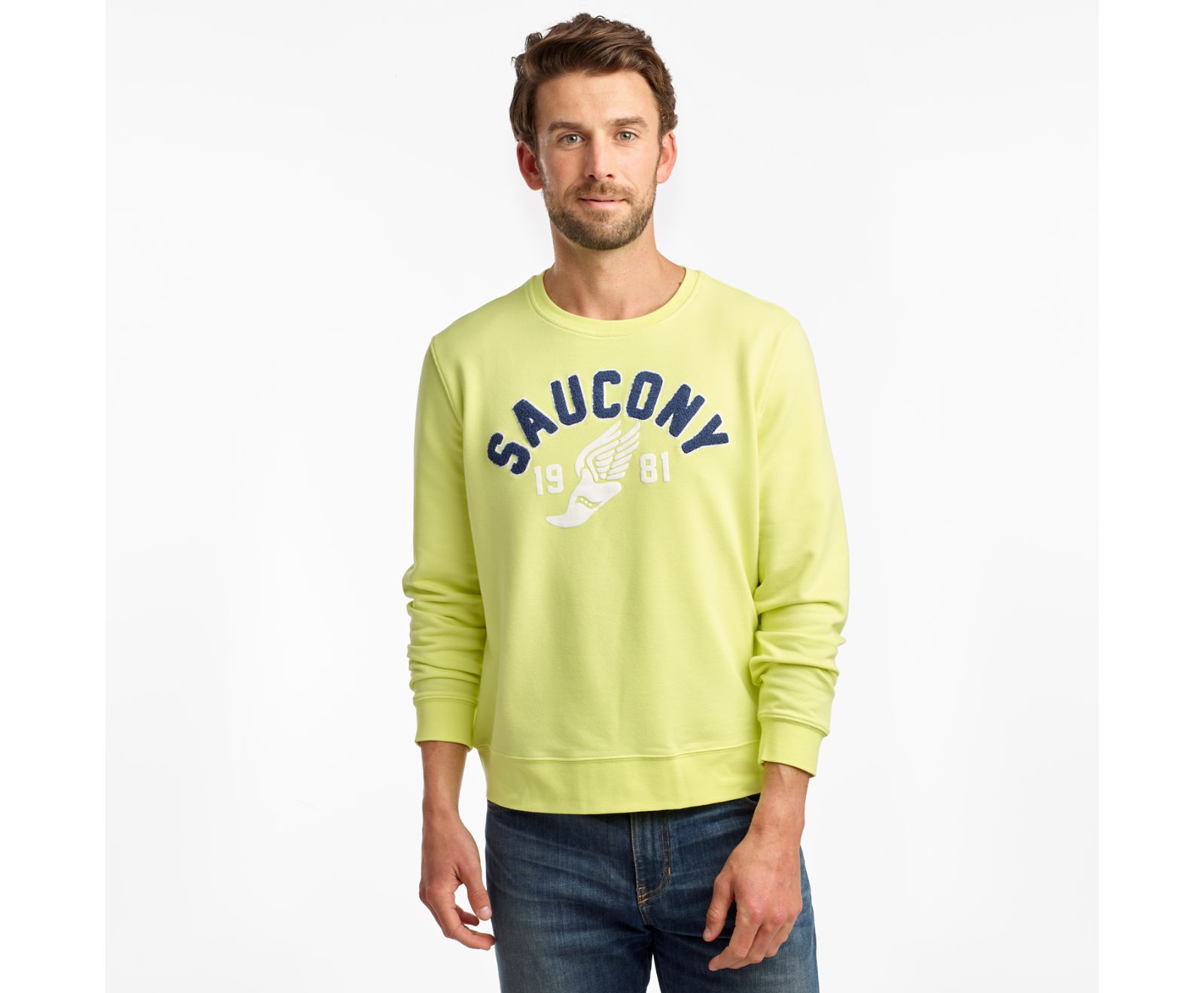 Orange / Light Green Men's Saucony Rested Crewneck Shirts | 1346-DCMJI