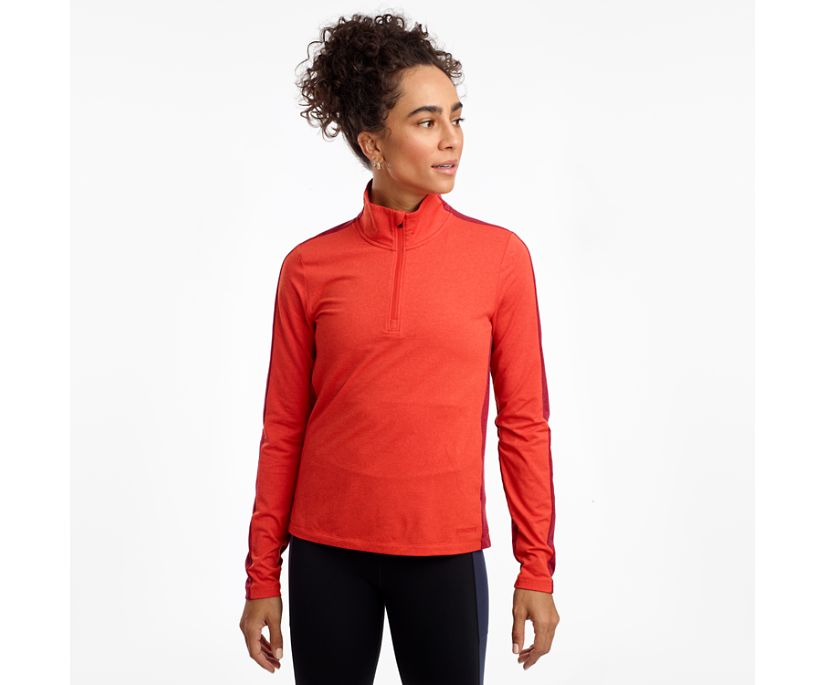 Red / Burgundy Women's Saucony Sunday 1/4 Zip Jackets | 2491-QUFPK