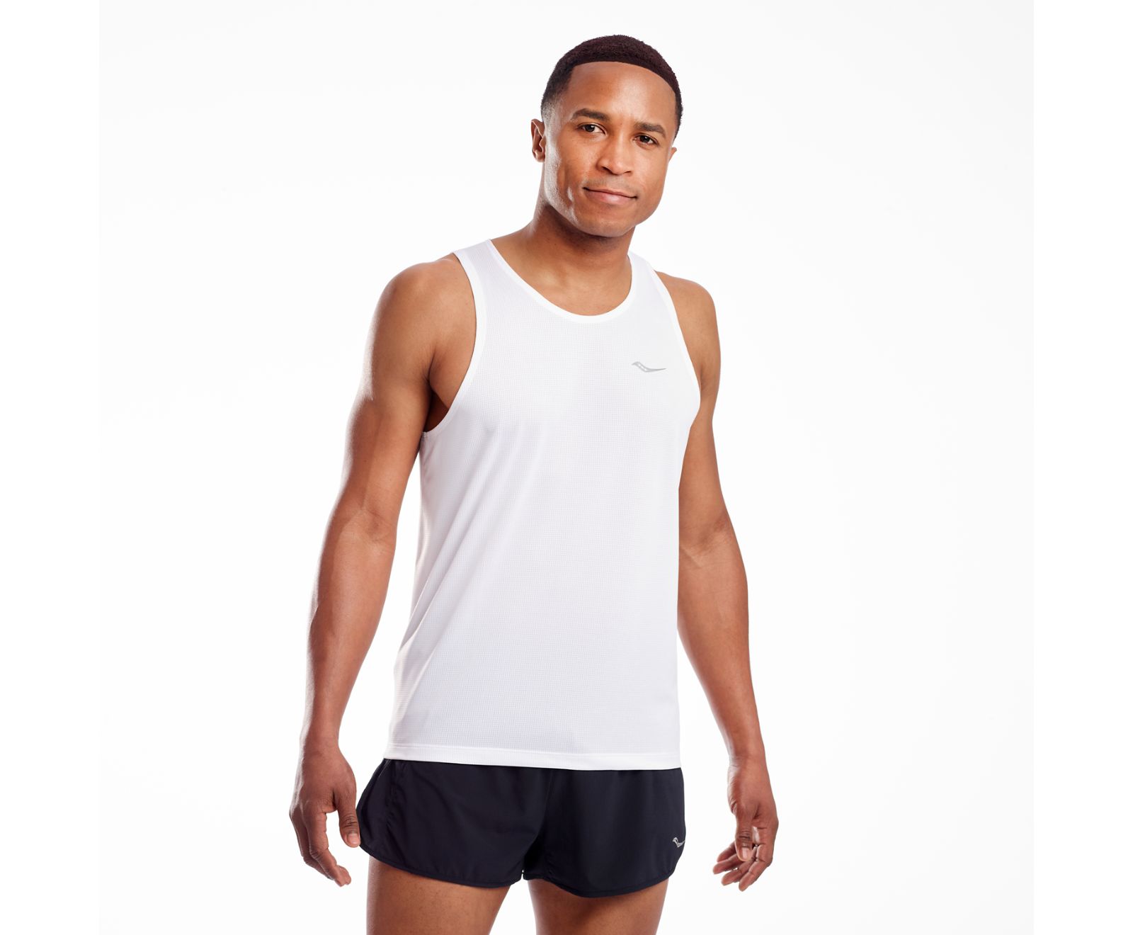 White Men's Saucony Stopwatch Singlet Tanks | 9847-HBAJU