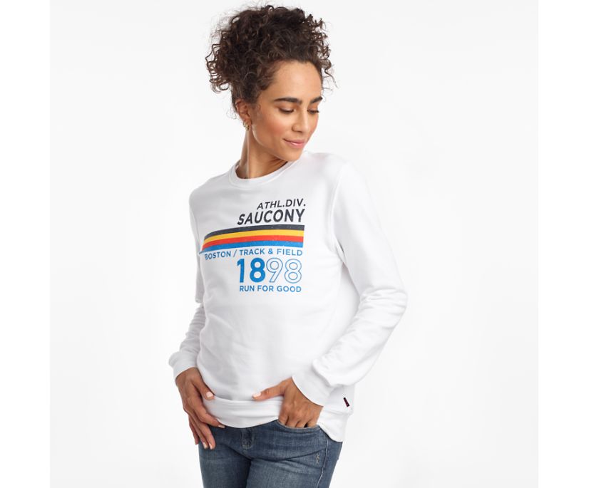 White Women's Saucony Rested Crewneck Shirts | 0316-GURKV